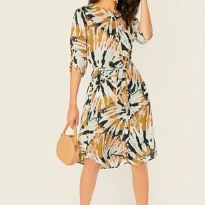 SHEIN Belted Tie Dye Shirt Dress
